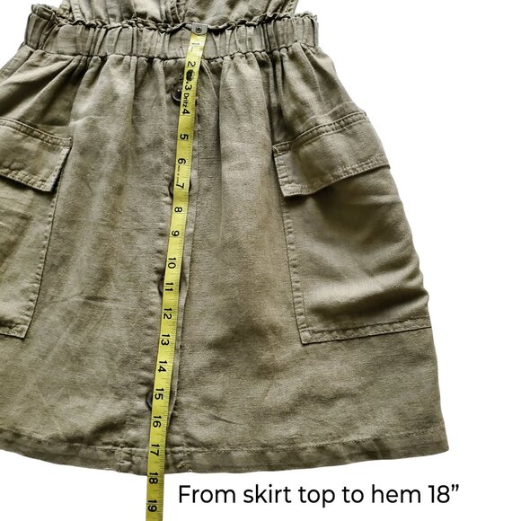 ZARA Rustic Pinafore Dress Overall Jumper Linen Blend Light Olive Green Size S - Picture 12 of 16